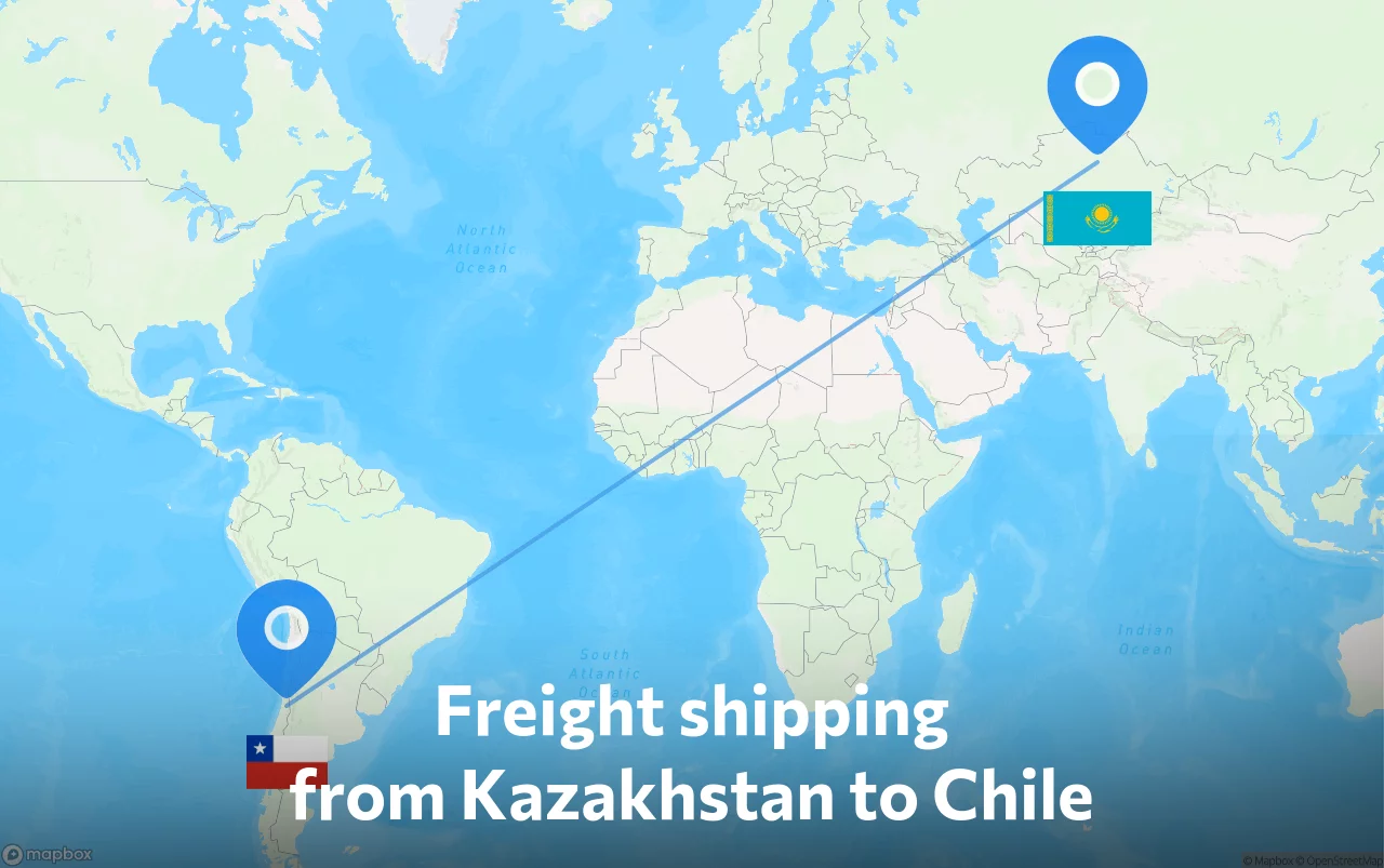 Shipping route from Kazakhstan to Chile