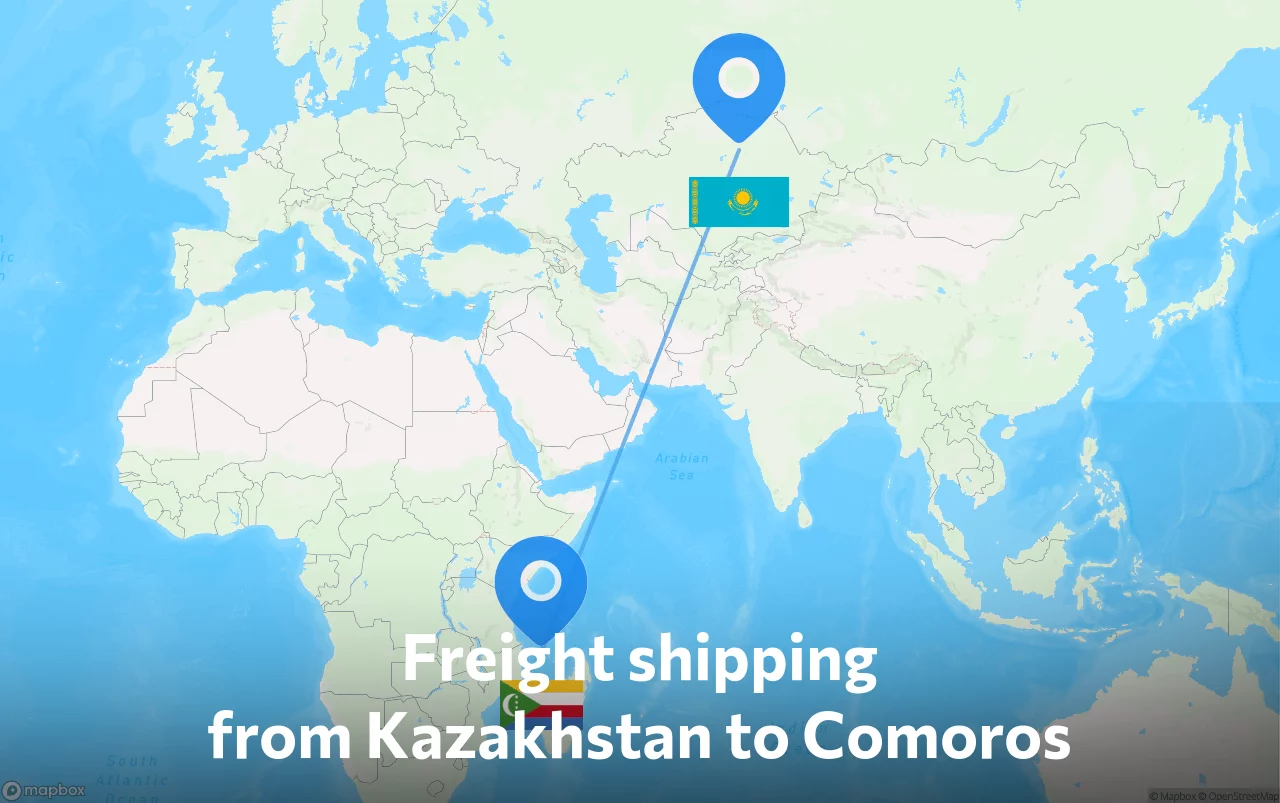Shipping route from Kazakhstan to Comoros