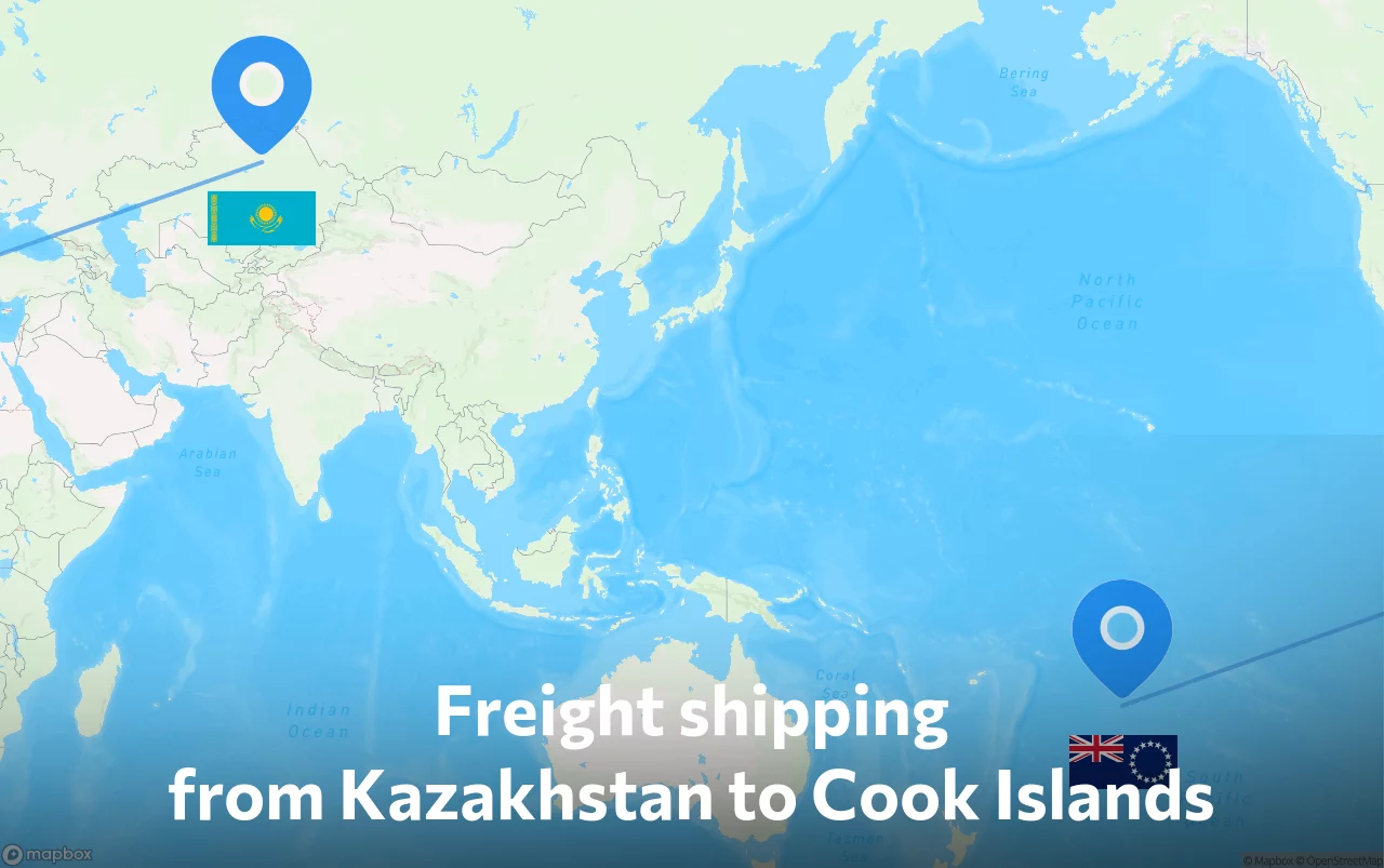 Shipping route from Kazakhstan to Cook Islands