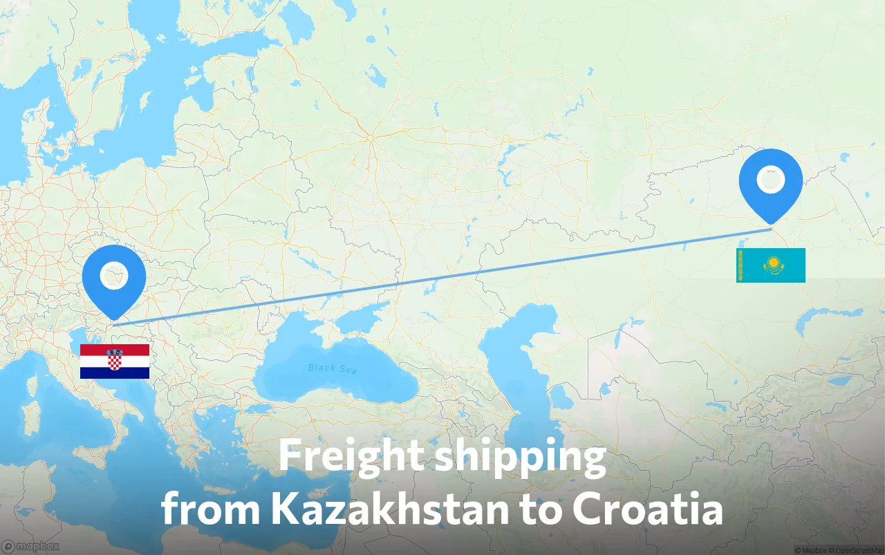 Shipping route from Kazakhstan to Croatia
