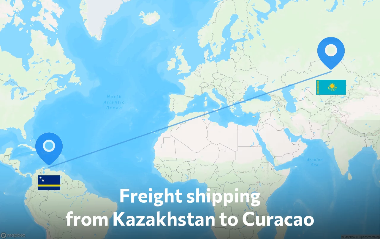Shipping route from Kazakhstan to Curacao