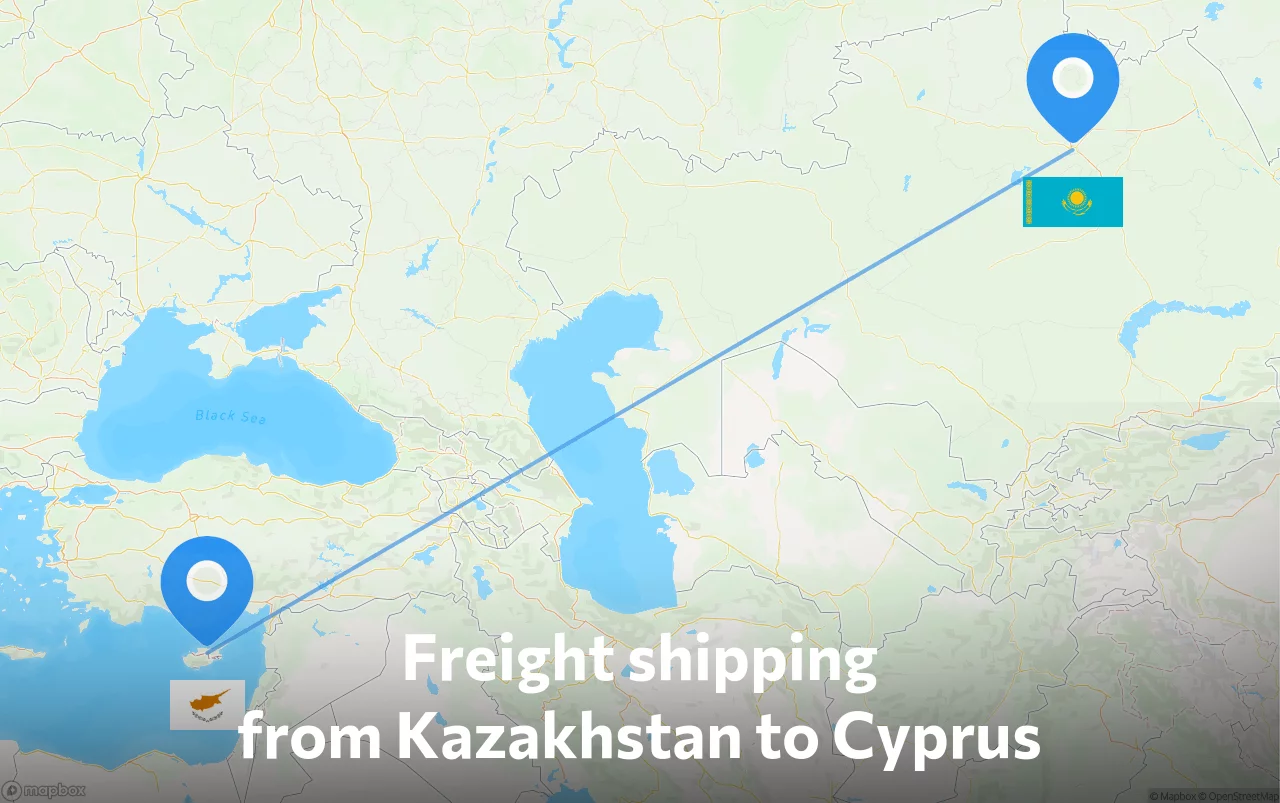 Shipping route from Kazakhstan to Cyprus