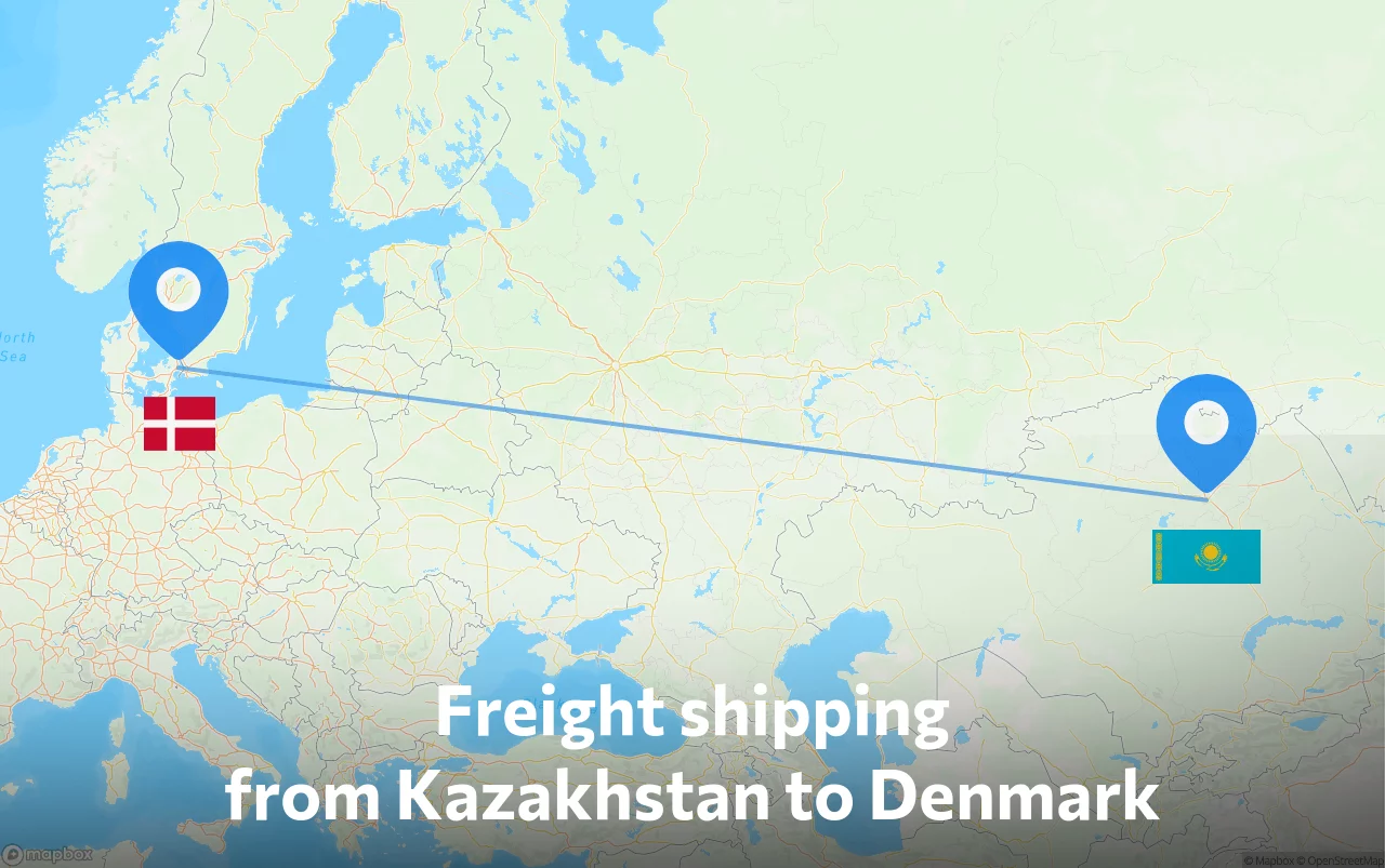 Shipping route from Kazakhstan to Denmark