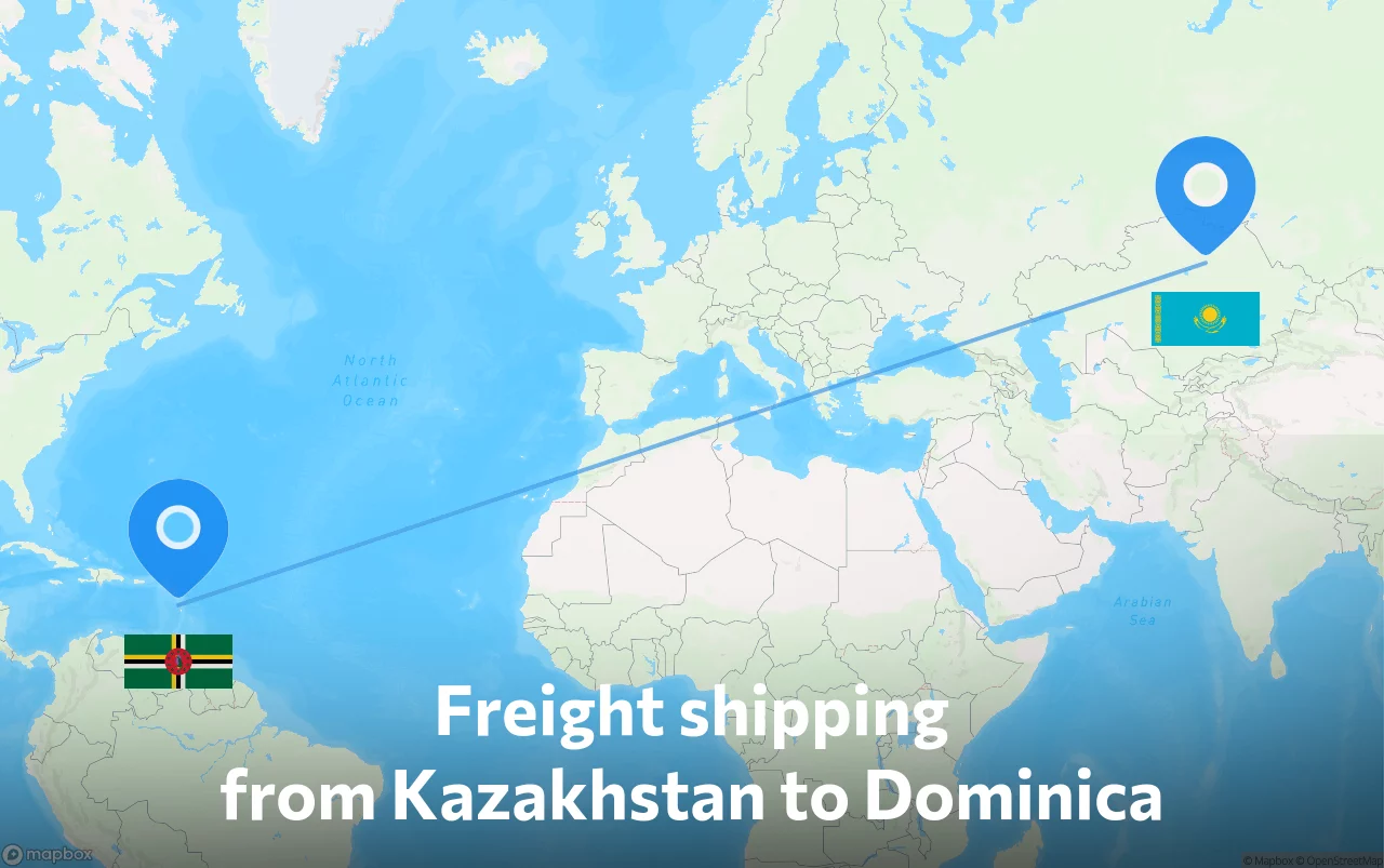 Shipping route from Kazakhstan to Dominica