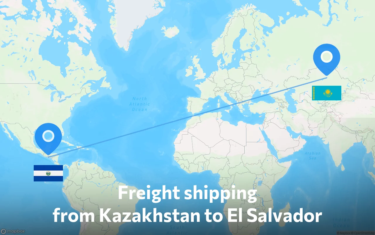 Shipping route from Kazakhstan to El Salvador