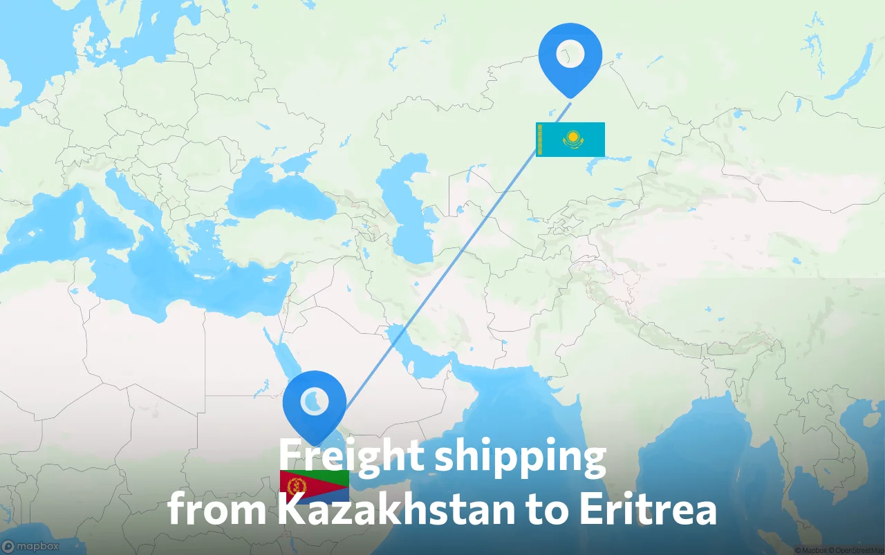 Shipping route from Kazakhstan to Eritrea