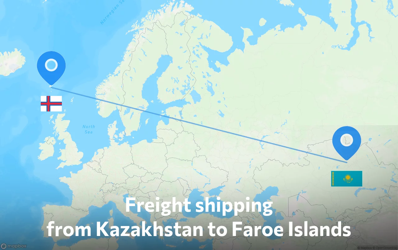 Shipping route from Kazakhstan to Faroe Islands