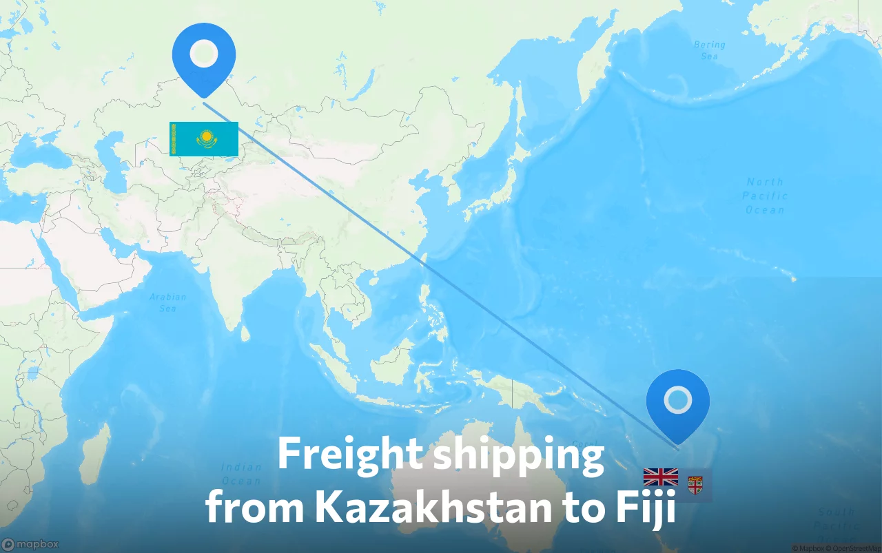 Shipping route from Kazakhstan to Fiji