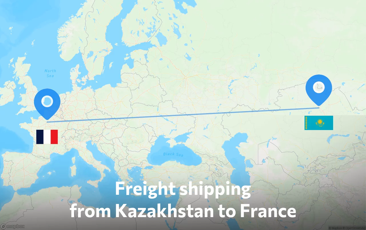 Shipping route from Kazakhstan to France