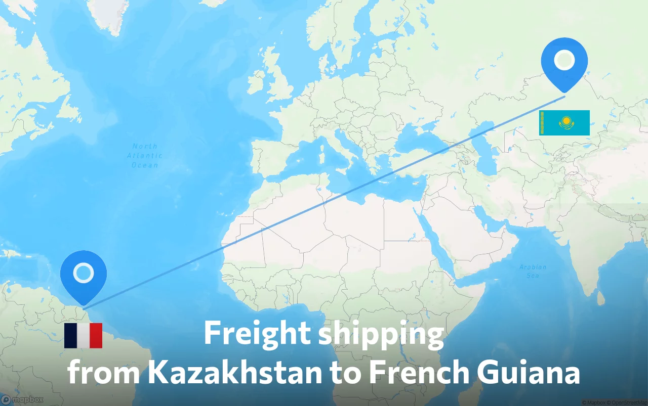 Shipping route from Kazakhstan to French Guiana