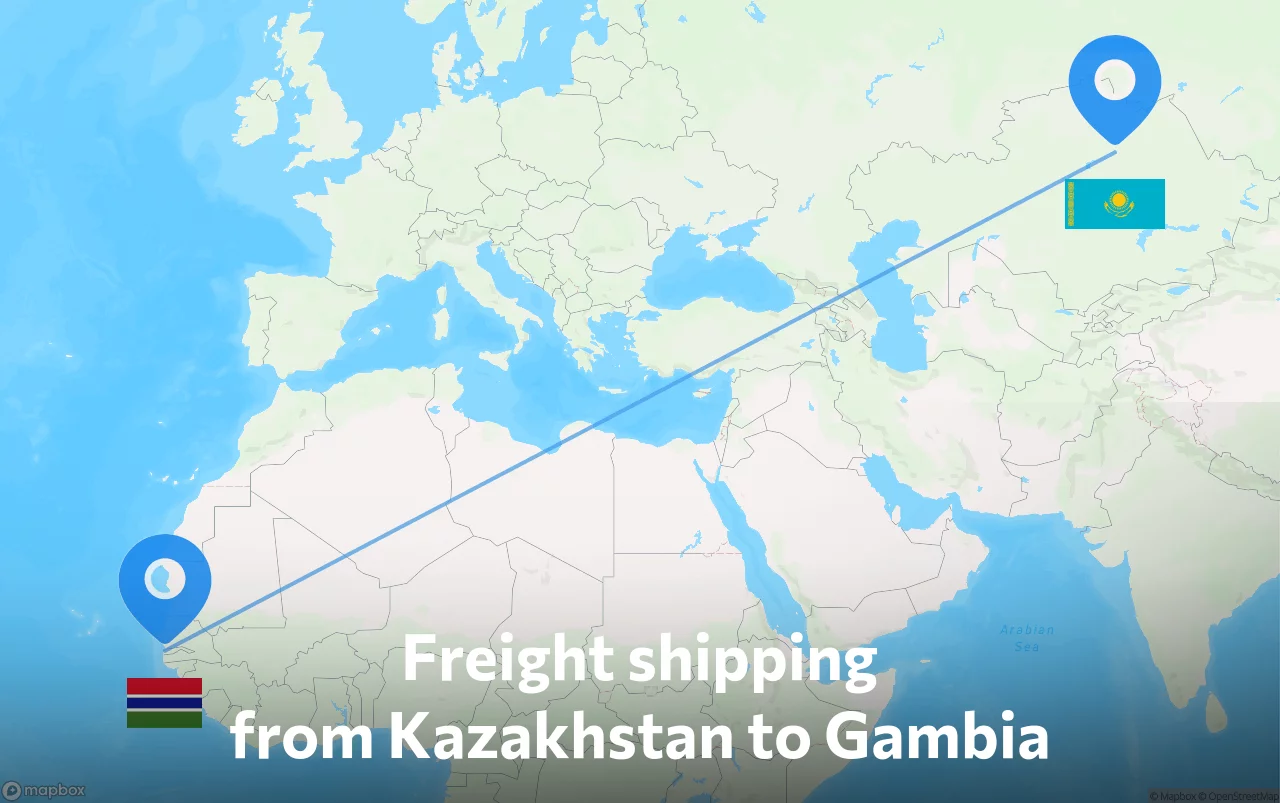 Shipping route from Kazakhstan to Gambia