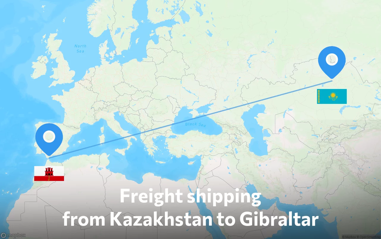 Shipping route from Kazakhstan to Gibraltar