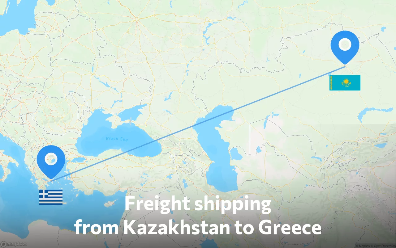 Shipping route from Kazakhstan to Greece
