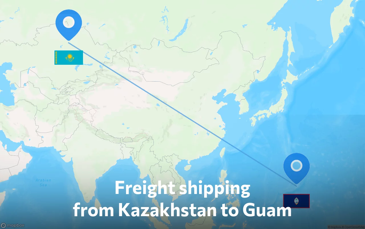 Shipping route from Kazakhstan to Guam