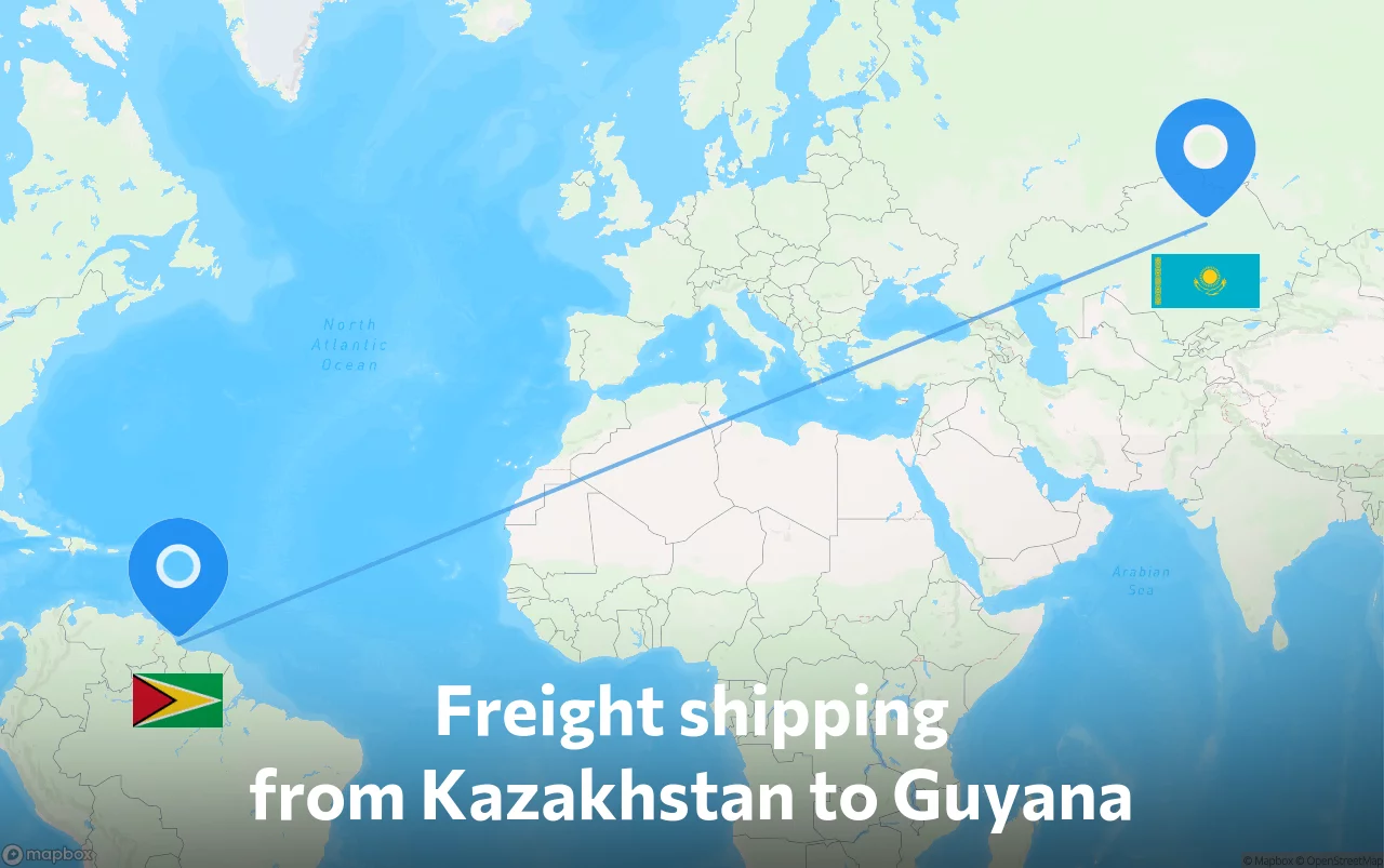 Shipping route from Kazakhstan to Guyana