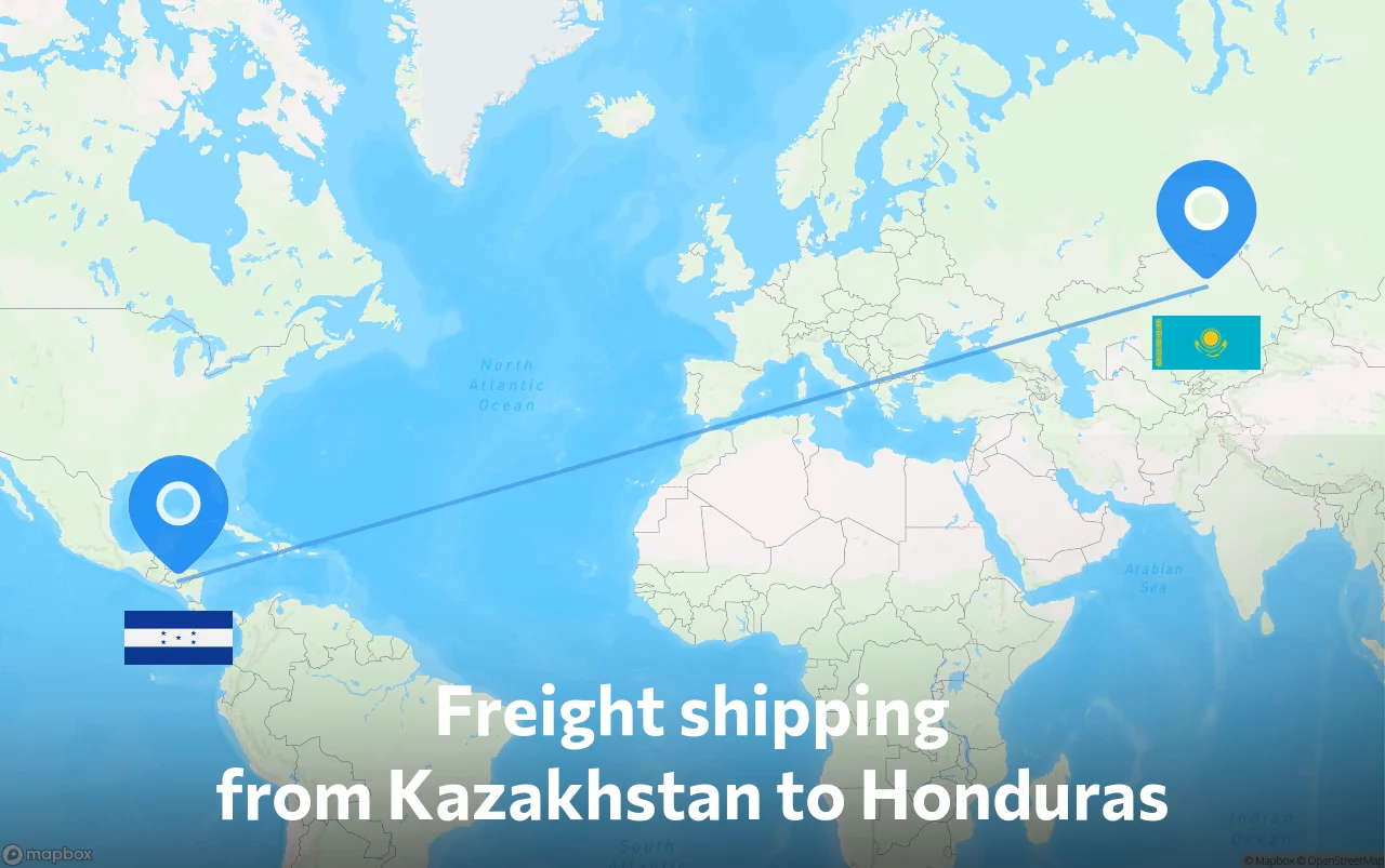 Shipping route from Kazakhstan to Honduras