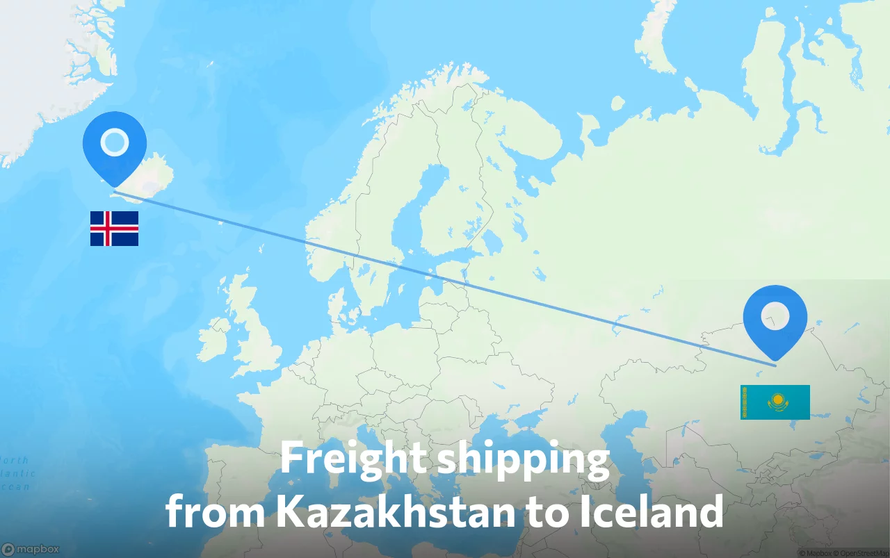 Shipping route from Kazakhstan to Iceland
