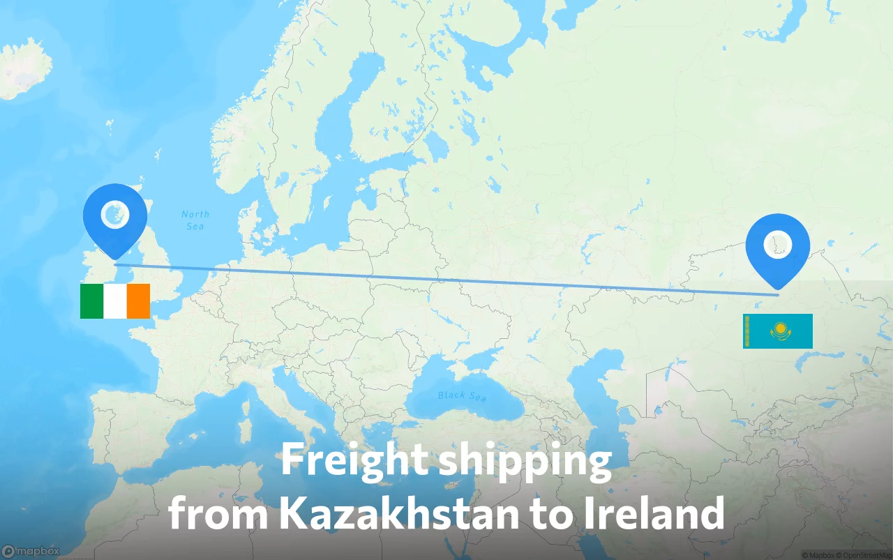 Shipping route from Kazakhstan to Ireland