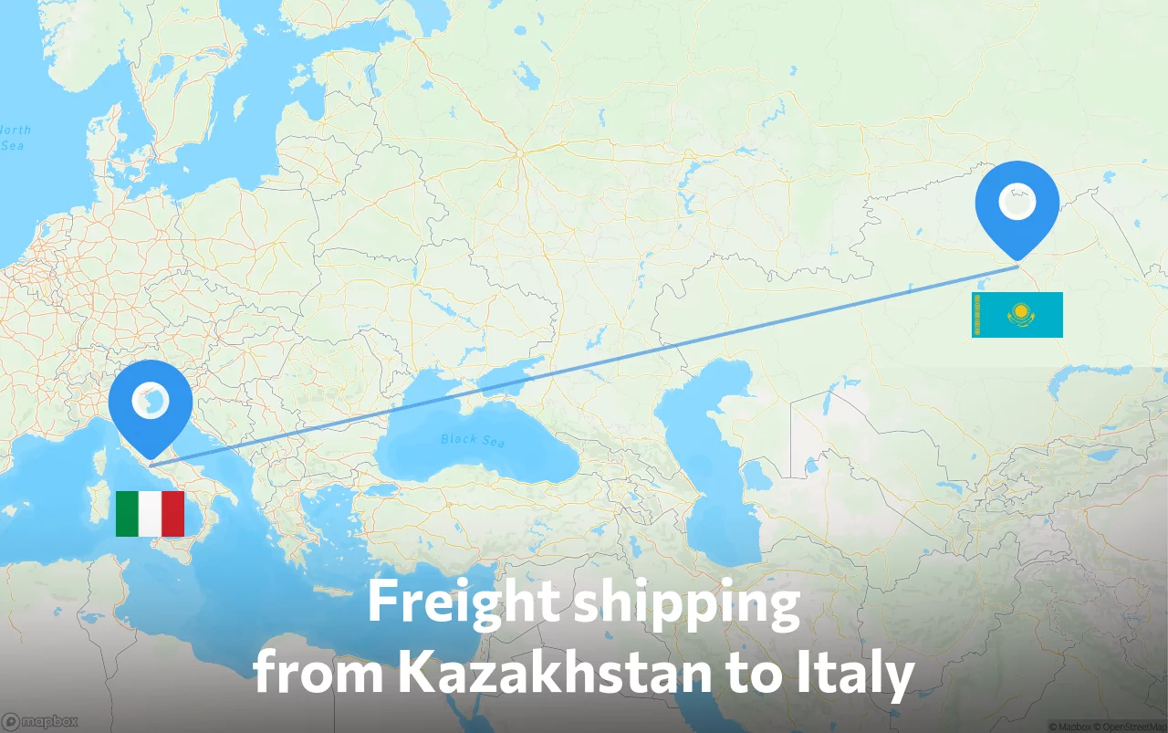 Shipping route from Kazakhstan to Italy
