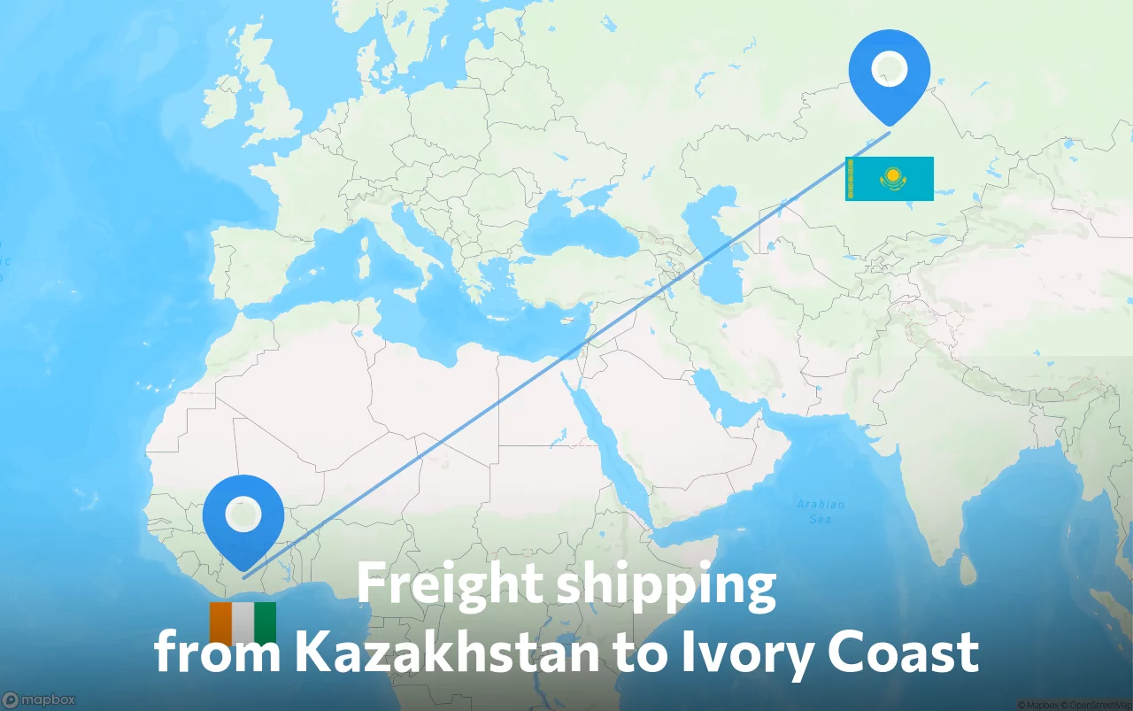 Shipping route from Kazakhstan to Ivory Coast