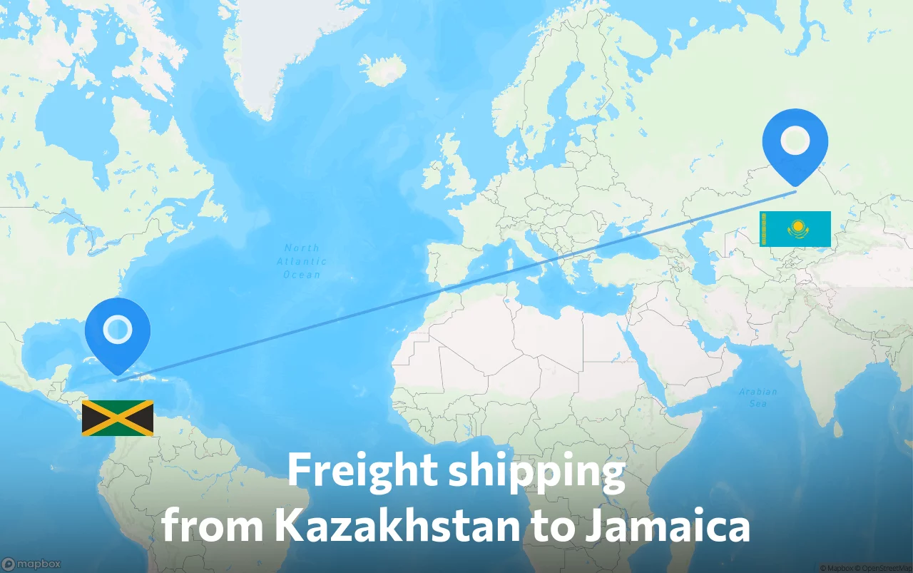 Shipping route from Kazakhstan to Jamaica