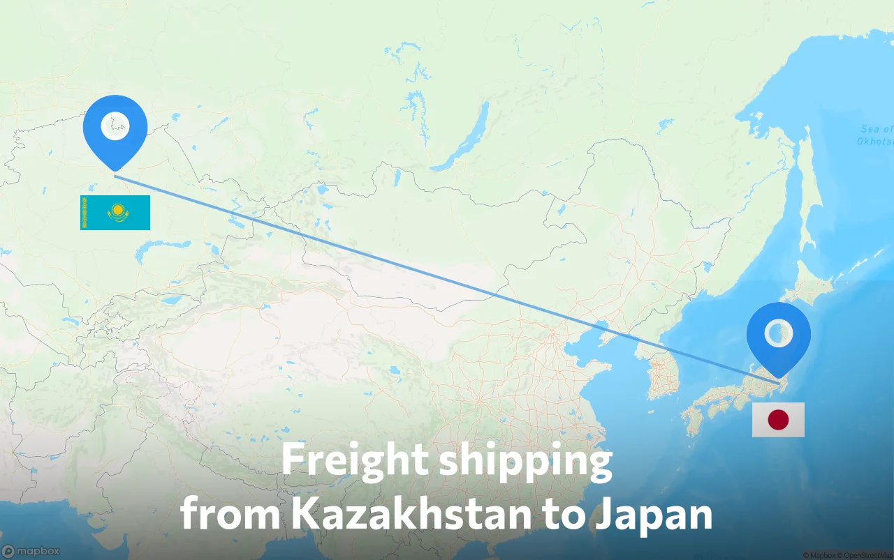 Shipping route from Kazakhstan to Japan