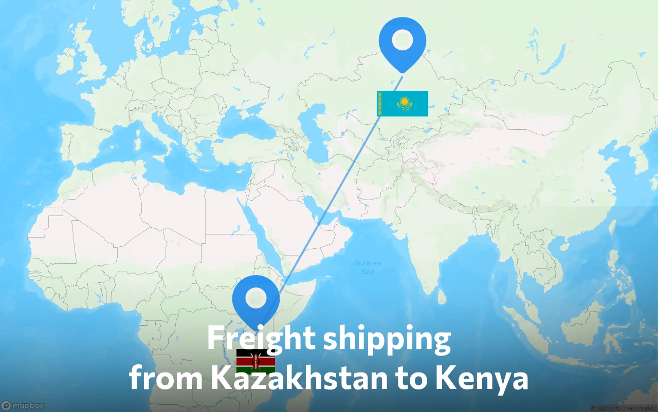 Shipping route from Kazakhstan to Kenya