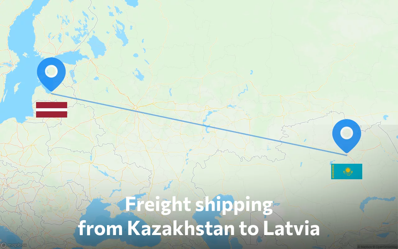 Shipping route from Kazakhstan to Latvia