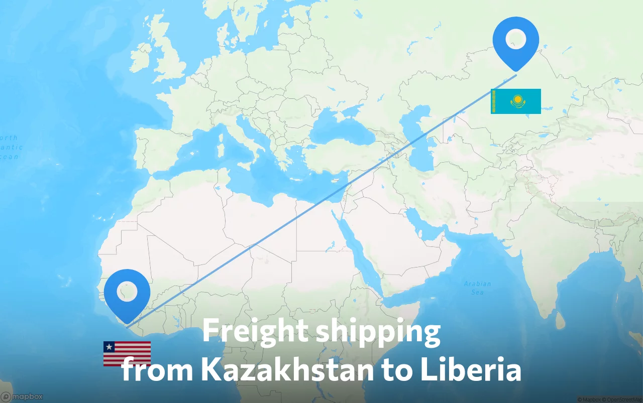 Shipping route from Kazakhstan to Liberia