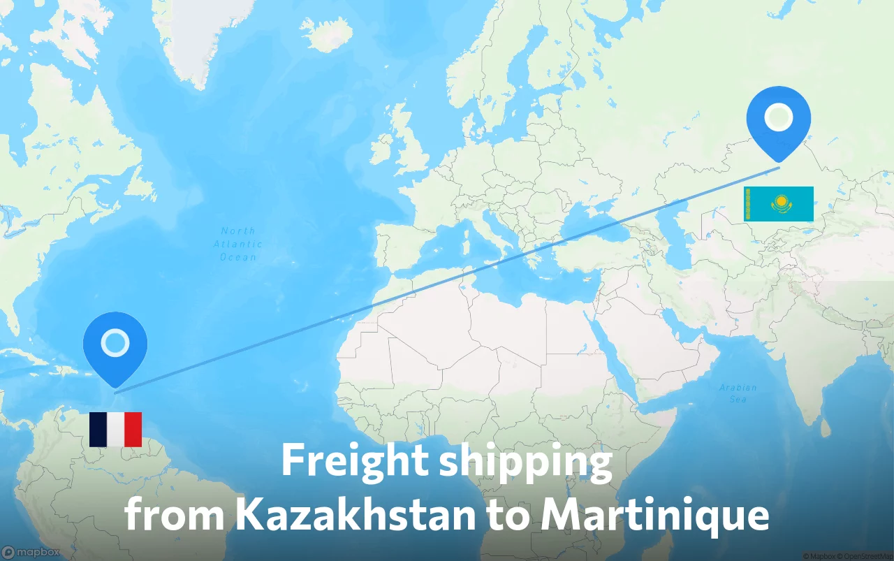 Shipping route from Kazakhstan to Martinique