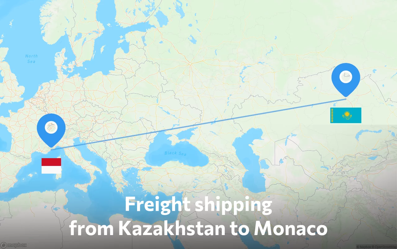Shipping route from Kazakhstan to Monaco