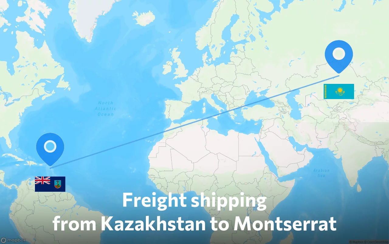 Shipping route from Kazakhstan to Montserrat