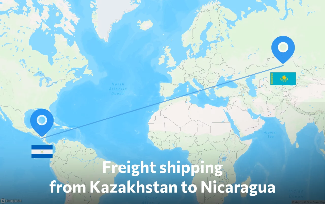 Shipping route from Kazakhstan to Nicaragua
