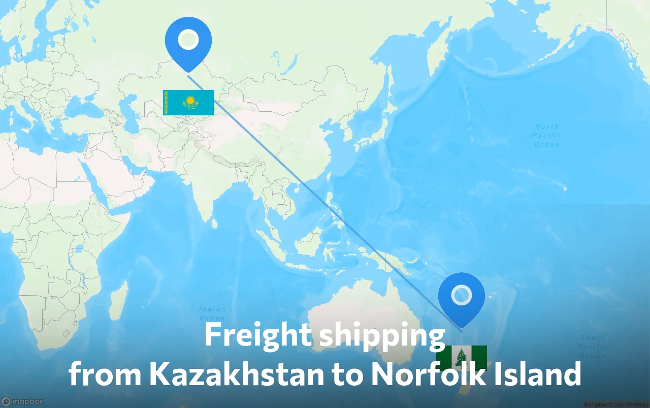 Shipping route from Kazakhstan to Norfolk Island