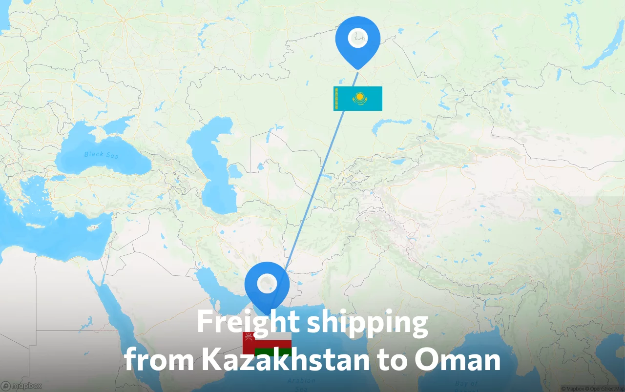 Shipping route from Kazakhstan to Oman