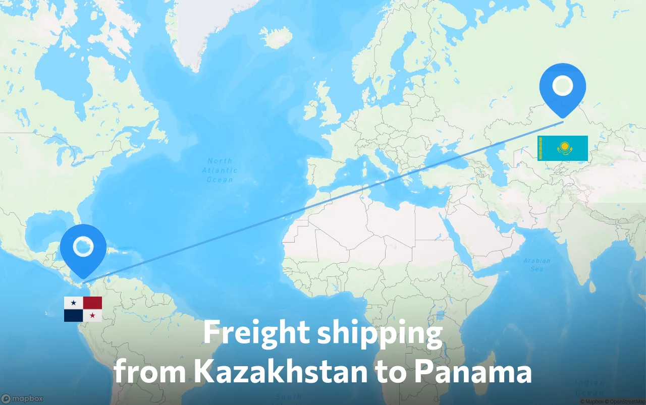 Shipping route from Kazakhstan to Panama