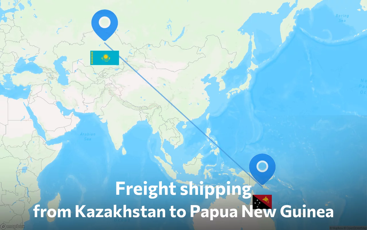 Shipping route from Kazakhstan to Papua New Guinea