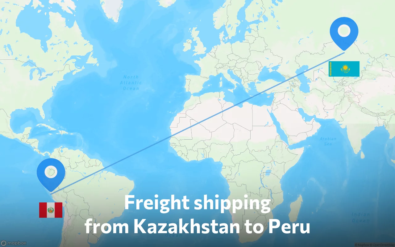 Shipping route from Kazakhstan to Peru