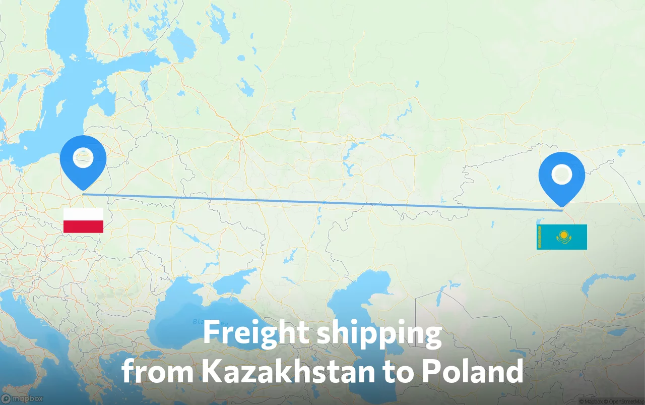 Shipping route from Kazakhstan to Poland