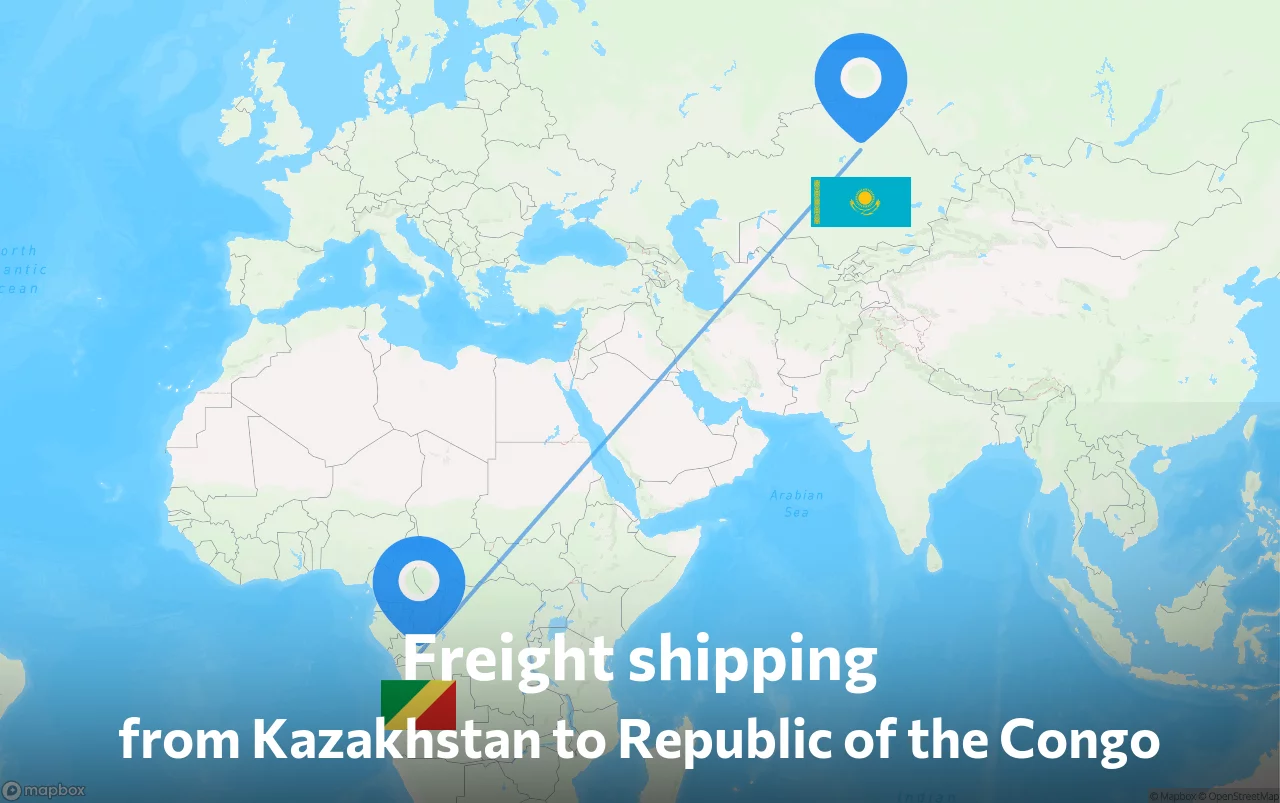 Shipping route from Kazakhstan to Republic of the Congo