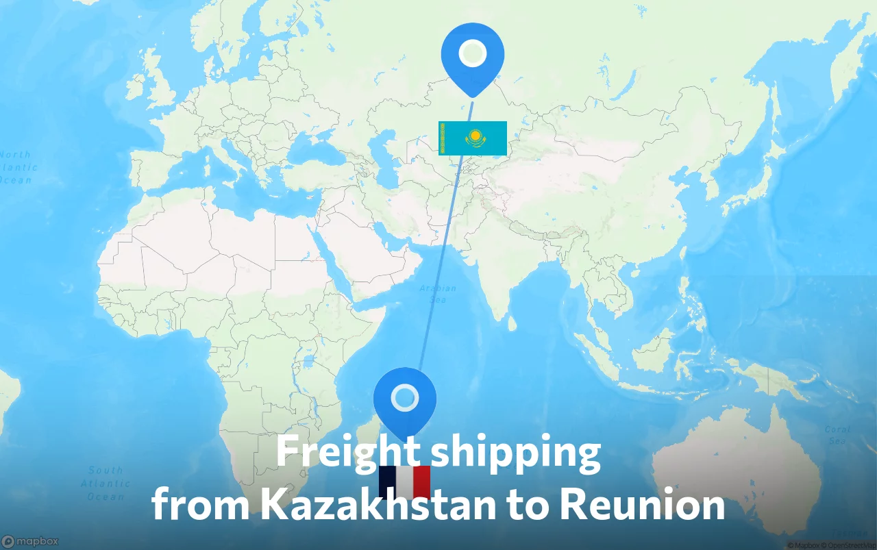 Shipping route from Kazakhstan to Reunion
