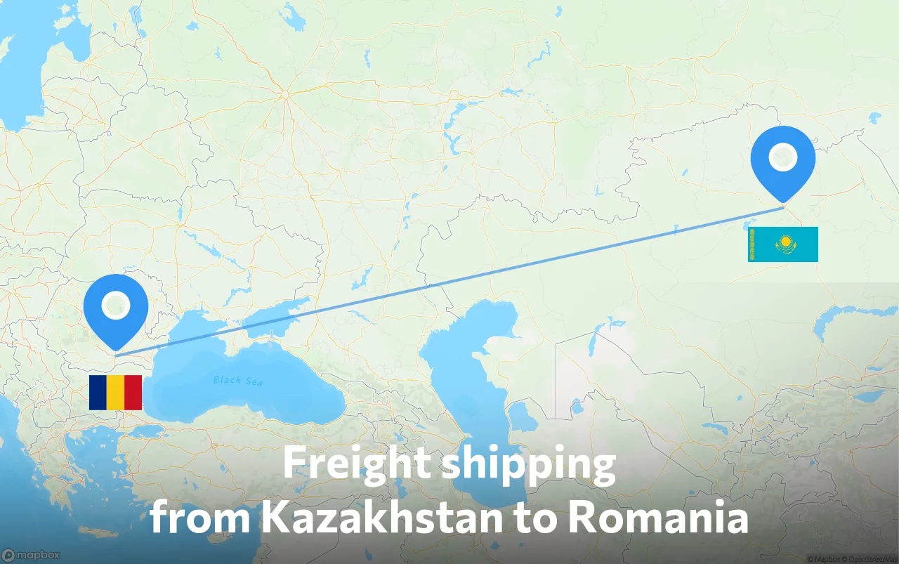 Shipping route from Kazakhstan to Romania
