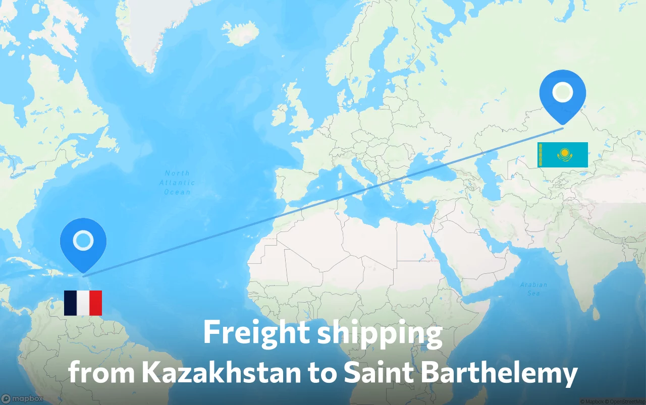 Shipping route from Kazakhstan to Saint Barthelemy