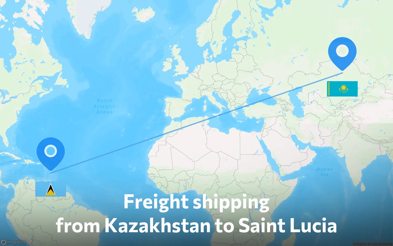Shipping route from Kazakhstan to Saint Lucia