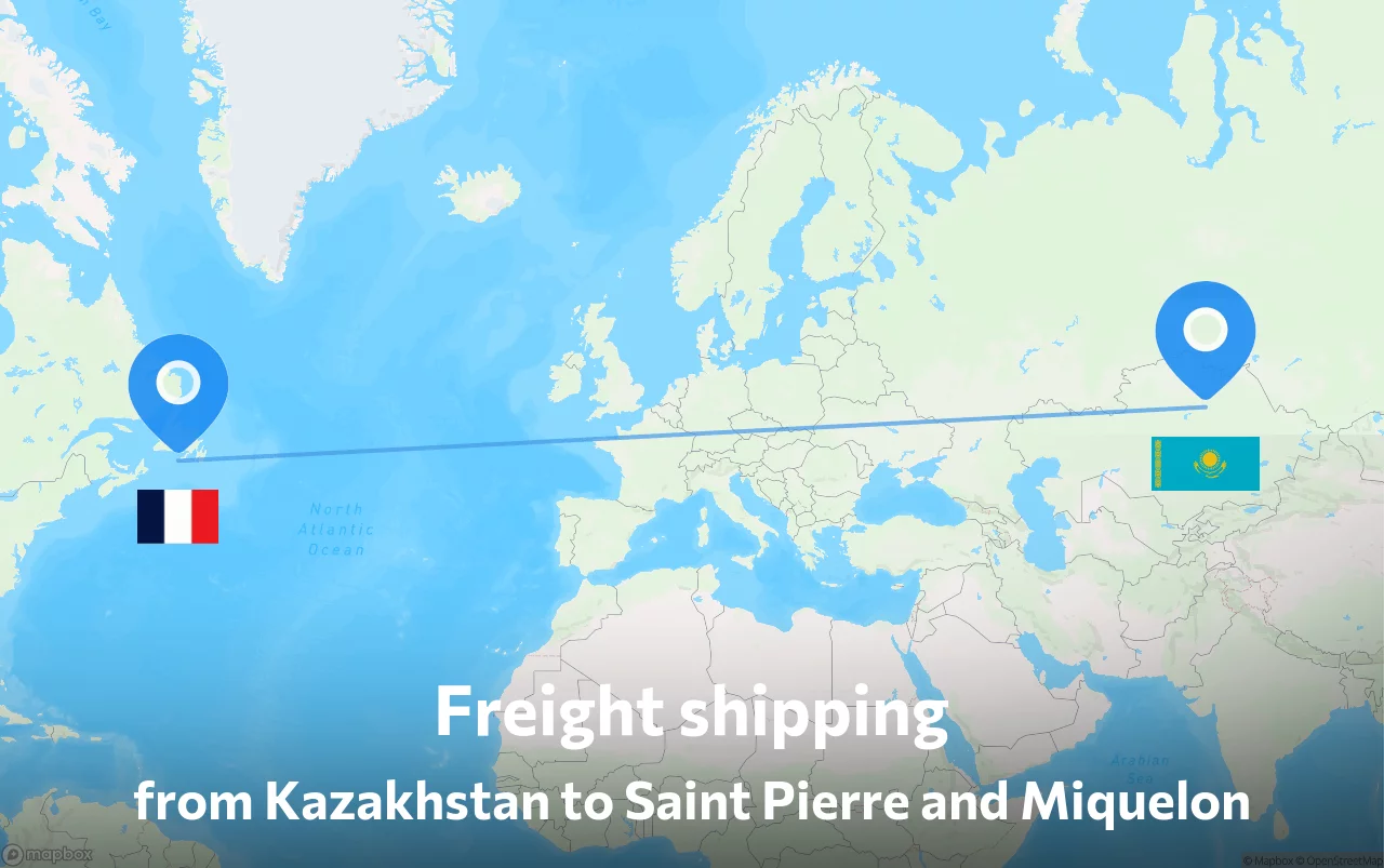 Shipping route from Kazakhstan to Saint Pierre and Miquelon