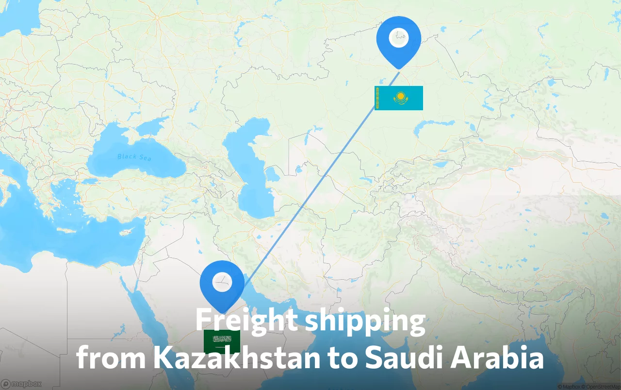 Shipping route from Kazakhstan to Saudi Arabia