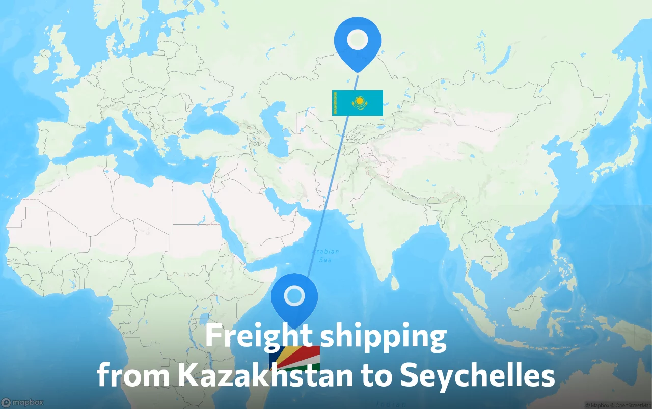 Shipping route from Kazakhstan to Seychelles