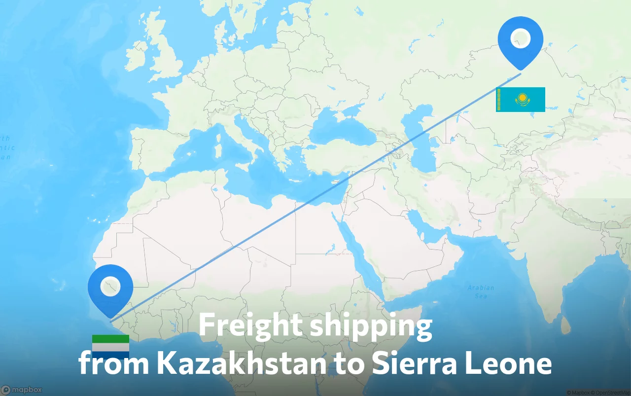 Shipping route from Kazakhstan to Sierra Leone