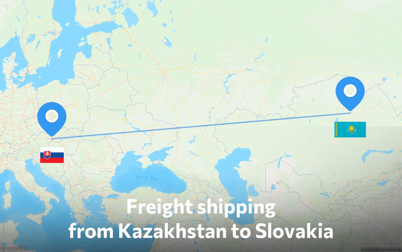 Shipping route from Kazakhstan to Slovakia