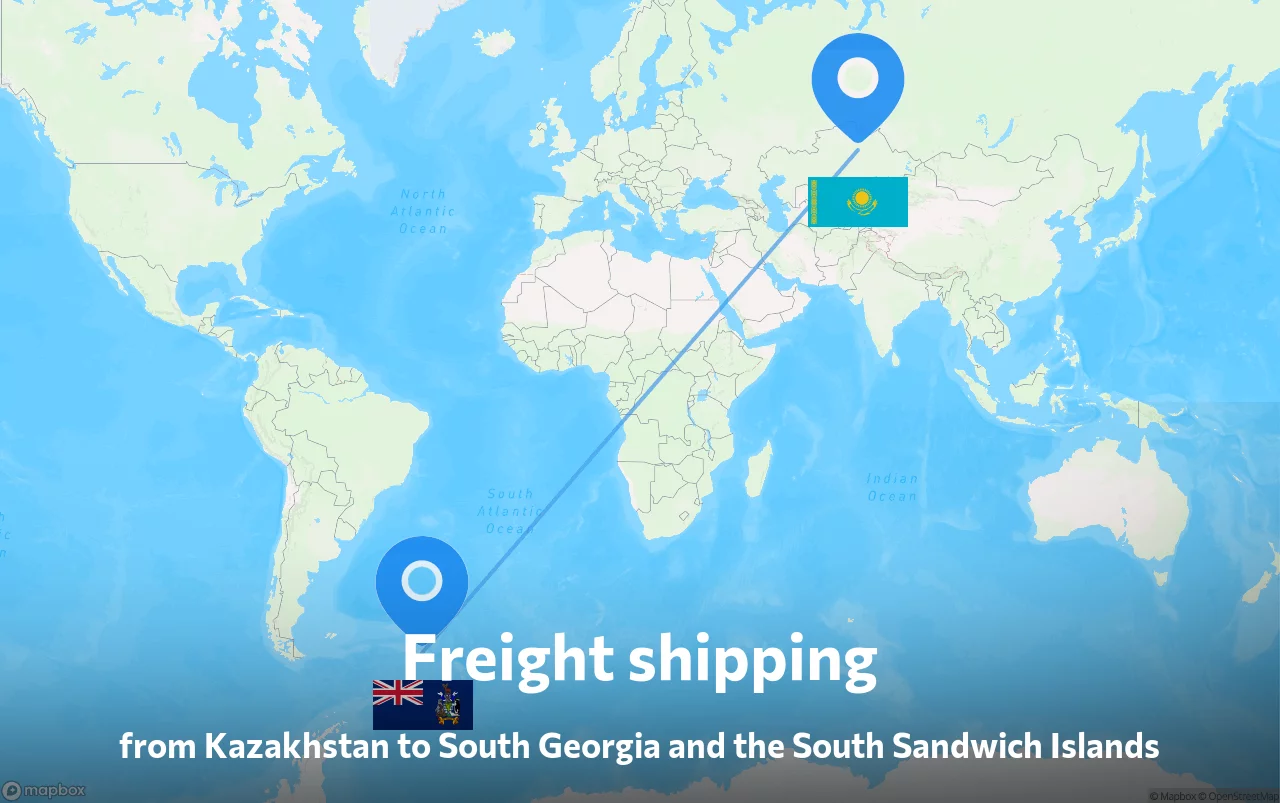 Shipping route from Kazakhstan to South Georgia and the South Sandwich Islands